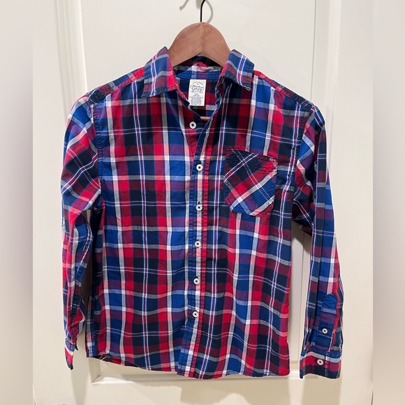 Faded Glory Red Plaid Button-Down Long-Sleeve Boys Shirt Large - Picture 1 of 6